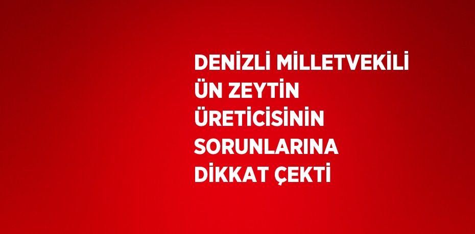 DENİZLİ MİLLETVEKİLİ ÜN ZEYTİN ÜRETİCİSİNİN SORUNLARINA DİKKAT ÇEKTİ