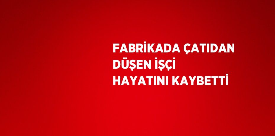 FABRİKADA ÇATIDAN DÜŞEN İŞÇİ HAYATINI KAYBETTİ