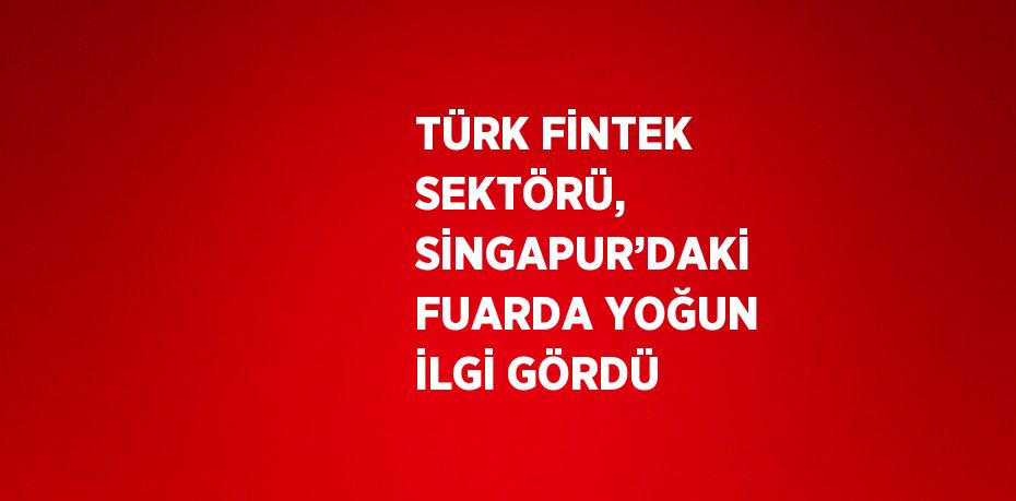 TÜRK FİNTEK SEKTÖRÜ, SİNGAPUR’DAKİ FUARDA YOĞUN İLGİ GÖRDÜ