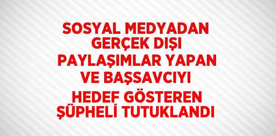 SOSYAL MEDYADAN GERÇEK DIŞI PAYLAŞIMLAR YAPAN VE BAŞSAVCIYI HEDEF GÖSTEREN ŞÜPHELİ TUTUKLANDI