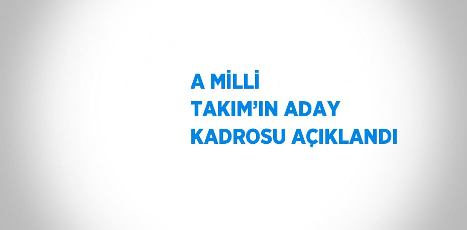 A MİLLİ TAKIM’IN ADAY KADROSU AÇIKLANDI