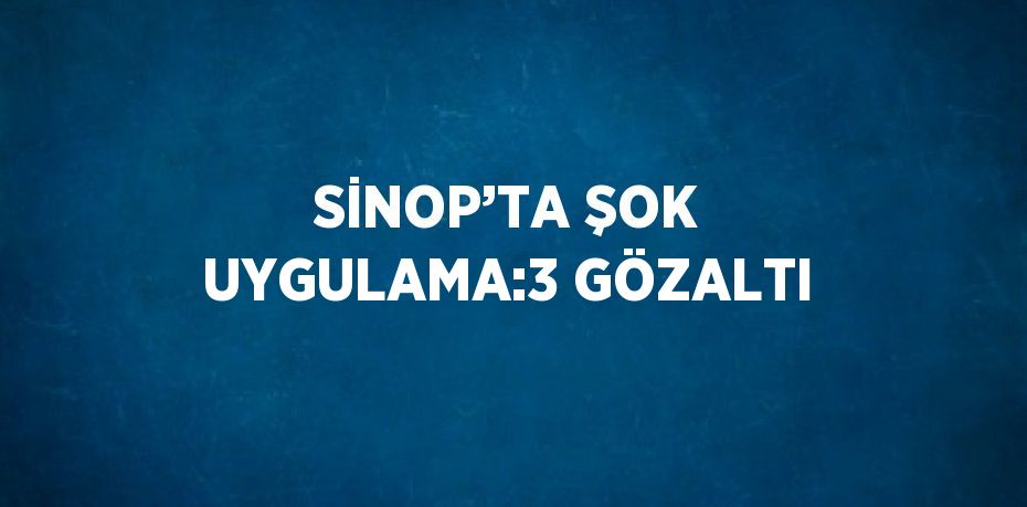 SİNOP’TA ŞOK UYGULAMA:3 GÖZALTI