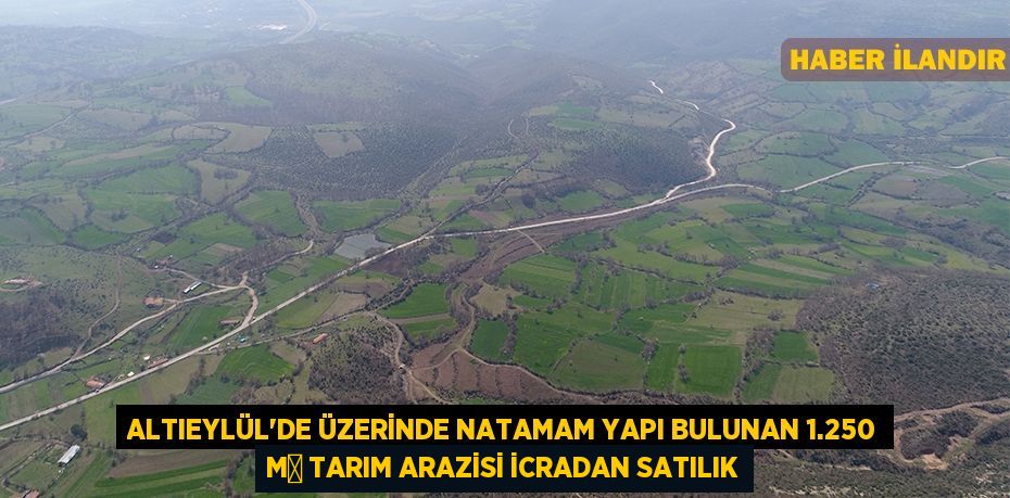 Altıeylül'de üzerinde natamam yapı bulunan 1.250 m² tarım arazisi icradan satılık