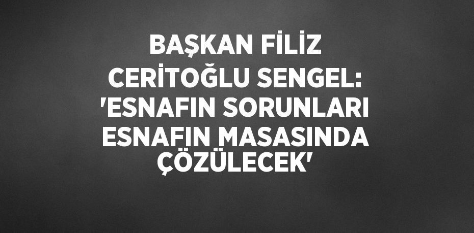 BAŞKAN FİLİZ CERİTOĞLU SENGEL: 'ESNAFIN SORUNLARI ESNAFIN MASASINDA ÇÖZÜLECEK'