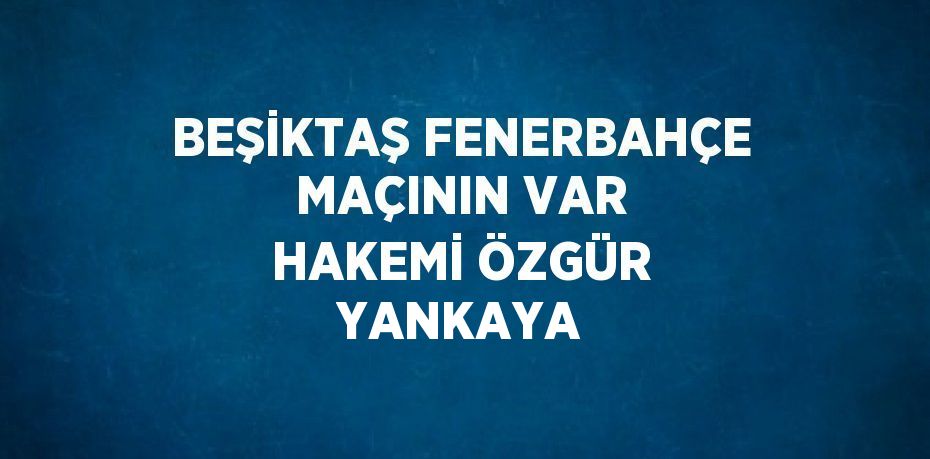 BEŞİKTAŞ FENERBAHÇE MAÇININ VAR HAKEMİ ÖZGÜR YANKAYA