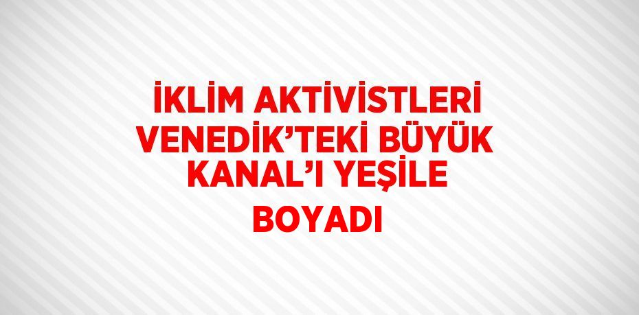 İKLİM AKTİVİSTLERİ VENEDİK’TEKİ BÜYÜK KANAL’I YEŞİLE BOYADI