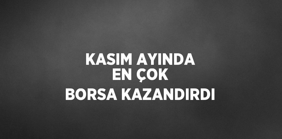 KASIM AYINDA EN ÇOK BORSA KAZANDIRDI