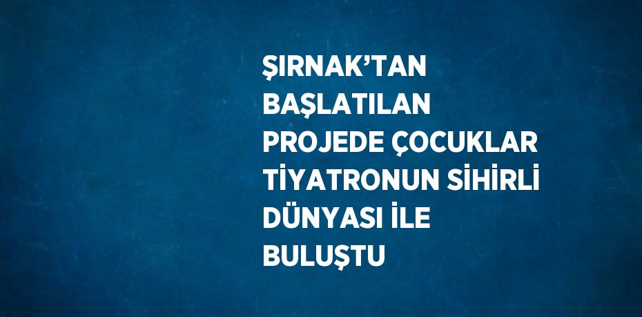 ŞIRNAK’TAN BAŞLATILAN PROJEDE ÇOCUKLAR TİYATRONUN SİHİRLİ DÜNYASI İLE BULUŞTU