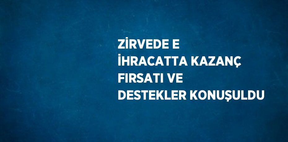 ZİRVEDE E İHRACATTA KAZANÇ FIRSATI VE DESTEKLER KONUŞULDU