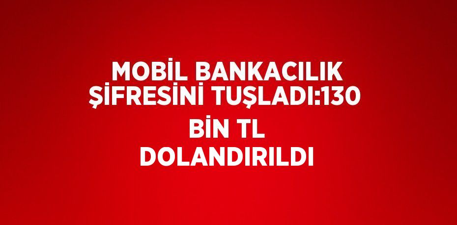 MOBİL BANKACILIK ŞİFRESİNİ TUŞLADI:130 BİN TL DOLANDIRILDI