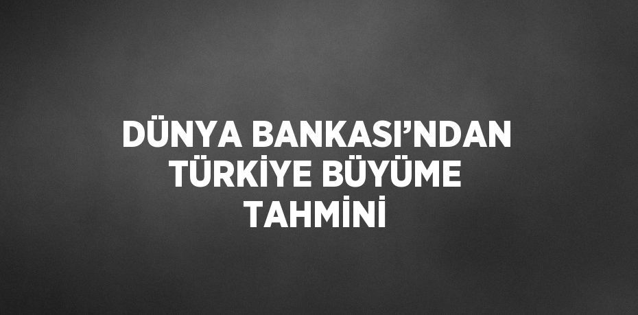 DÜNYA BANKASI’NDAN TÜRKİYE BÜYÜME TAHMİNİ