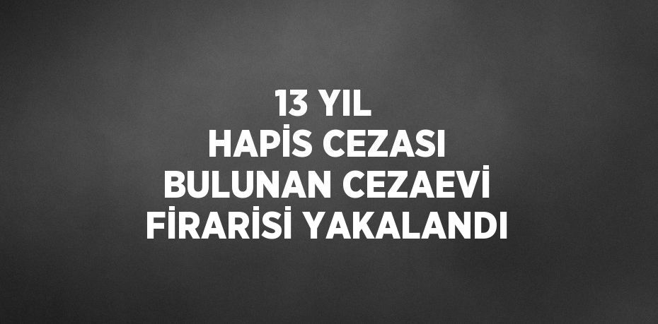 13 YIL HAPİS CEZASI BULUNAN CEZAEVİ FİRARİSİ YAKALANDI