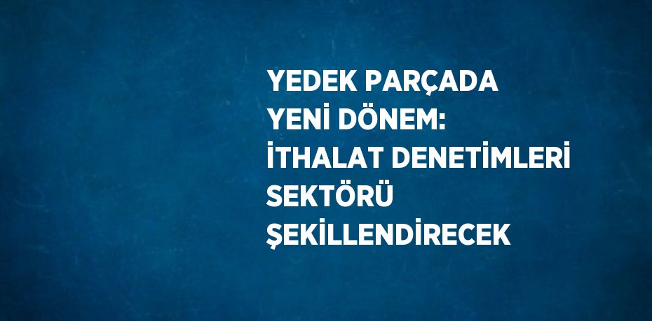 YEDEK PARÇADA YENİ DÖNEM: İTHALAT DENETİMLERİ SEKTÖRÜ ŞEKİLLENDİRECEK