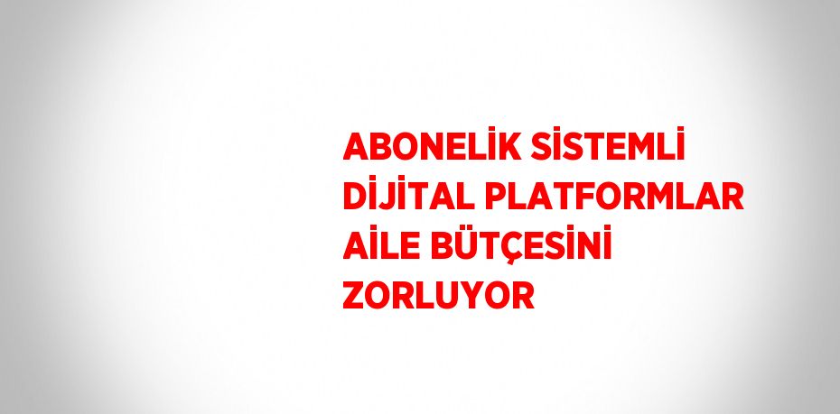 ABONELİK SİSTEMLİ DİJİTAL PLATFORMLAR AİLE BÜTÇESİNİ ZORLUYOR