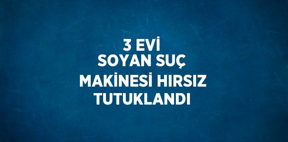 3 EVİ SOYAN SUÇ MAKİNESİ HIRSIZ TUTUKLANDI
