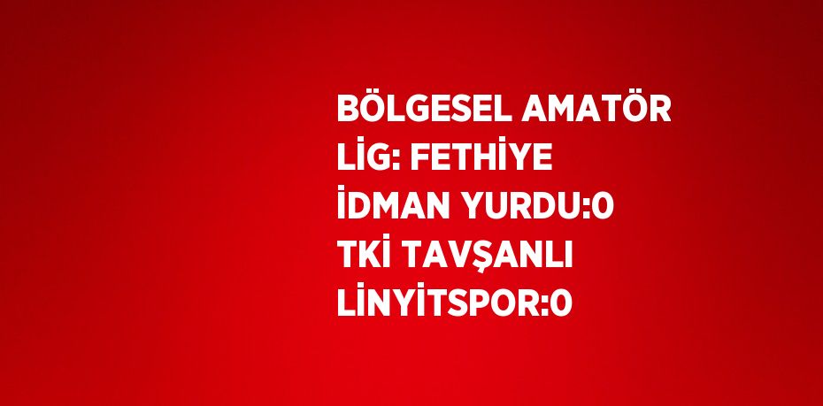 BÖLGESEL AMATÖR LİG: FETHİYE İDMAN YURDU:0 TKİ TAVŞANLI LİNYİTSPOR:0