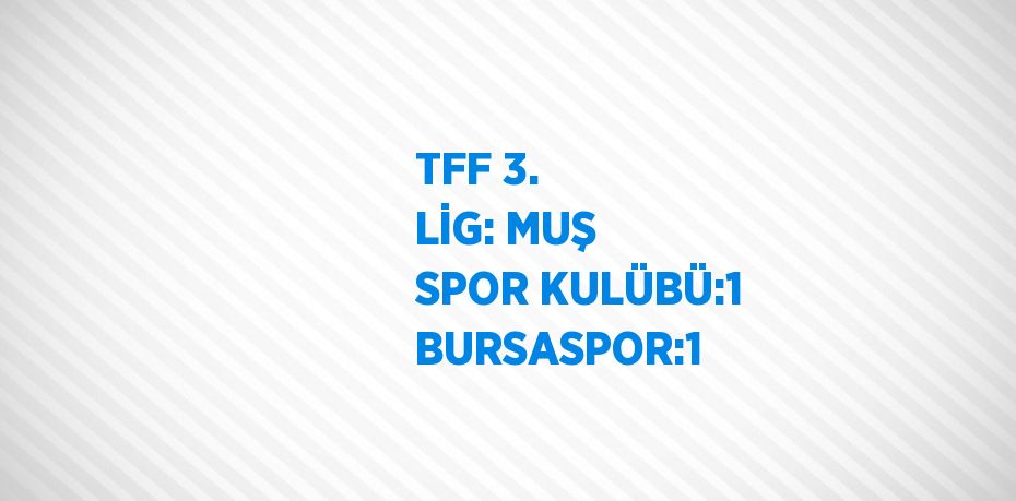 TFF 3. LİG: MUŞ SPOR KULÜBÜ:1 BURSASPOR:1