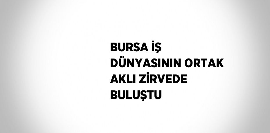 BURSA İŞ DÜNYASININ ORTAK AKLI ZİRVEDE BULUŞTU