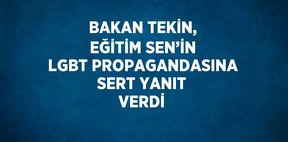 BAKAN TEKİN, EĞİTİM SEN’İN LGBT PROPAGANDASINA SERT YANIT VERDİ