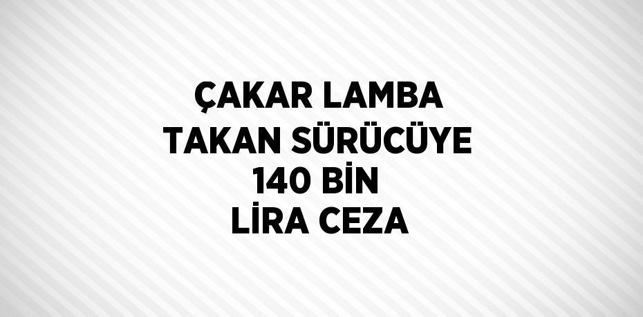 ÇAKAR LAMBA TAKAN SÜRÜCÜYE 140 BİN LİRA CEZA