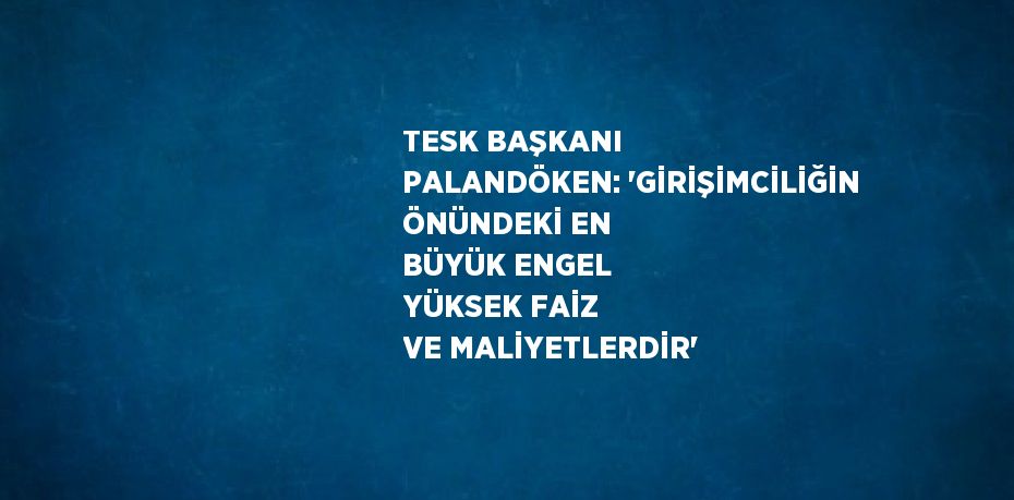 TESK BAŞKANI PALANDÖKEN: 'GİRİŞİMCİLİĞİN ÖNÜNDEKİ EN BÜYÜK ENGEL YÜKSEK FAİZ VE MALİYETLERDİR'