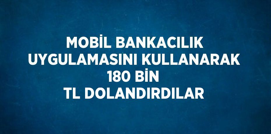 MOBİL BANKACILIK UYGULAMASINI KULLANARAK 180 BİN TL DOLANDIRDILAR