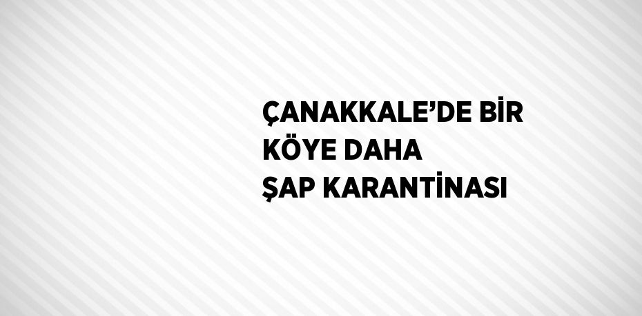 ÇANAKKALE’DE BİR KÖYE DAHA ŞAP KARANTİNASI