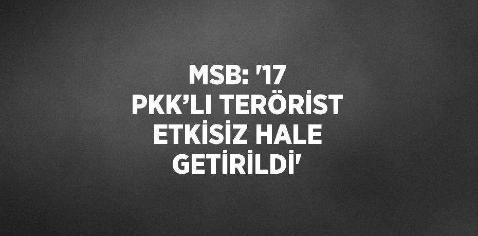 MSB: '17 PKK’LI TERÖRİST ETKİSİZ HALE GETİRİLDİ'