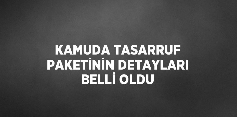 KAMUDA TASARRUF PAKETİNİN DETAYLARI BELLİ OLDU