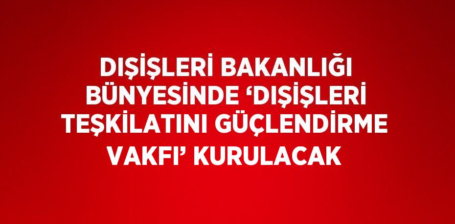 DIŞİŞLERİ BAKANLIĞI BÜNYESİNDE ‘DIŞİŞLERİ TEŞKİLATINI GÜÇLENDİRME VAKFI’ KURULACAK