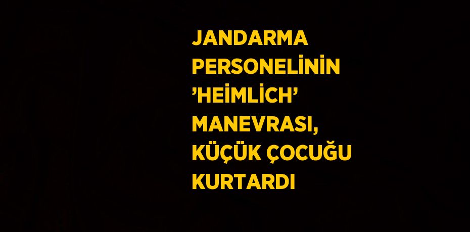 JANDARMA PERSONELİNİN ’HEİMLİCH’ MANEVRASI, KÜÇÜK ÇOCUĞU KURTARDI