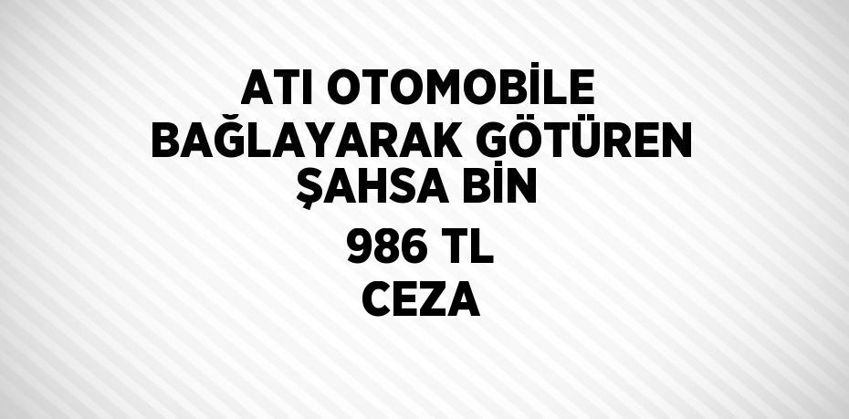 ATI OTOMOBİLE BAĞLAYARAK GÖTÜREN ŞAHSA BİN 986 TL CEZA