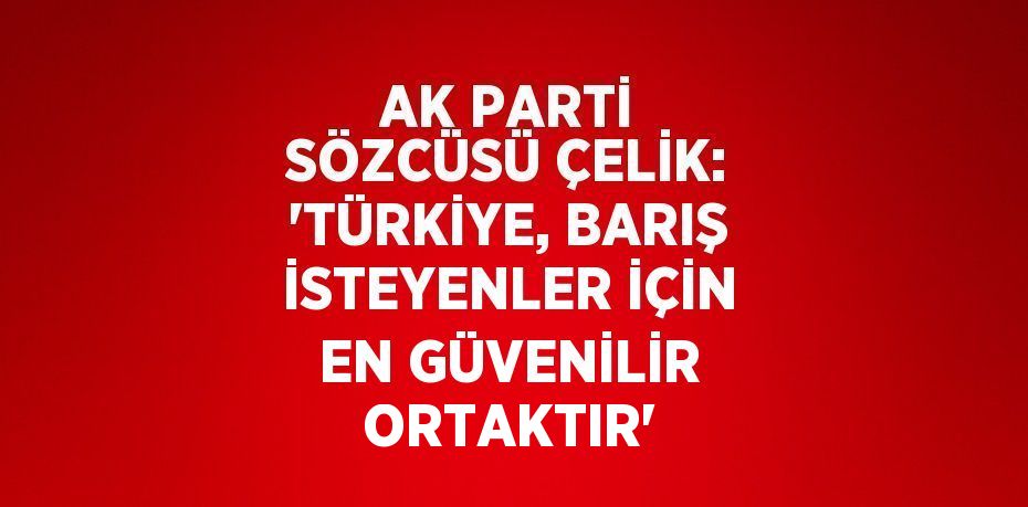 AK PARTİ SÖZCÜSÜ ÇELİK: 'TÜRKİYE, BARIŞ İSTEYENLER İÇİN EN GÜVENİLİR ORTAKTIR'