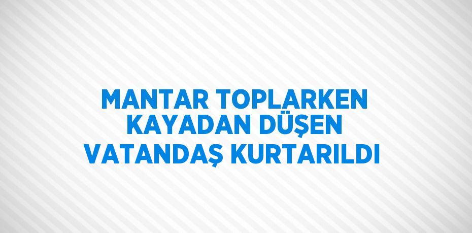 MANTAR TOPLARKEN KAYADAN DÜŞEN VATANDAŞ KURTARILDI
