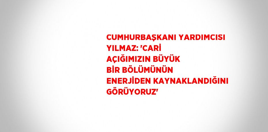 CUMHURBAŞKANI YARDIMCISI YILMAZ: 'CARİ AÇIĞIMIZIN BÜYÜK BİR BÖLÜMÜNÜN ENERJİDEN KAYNAKLANDIĞINI GÖRÜYORUZ'