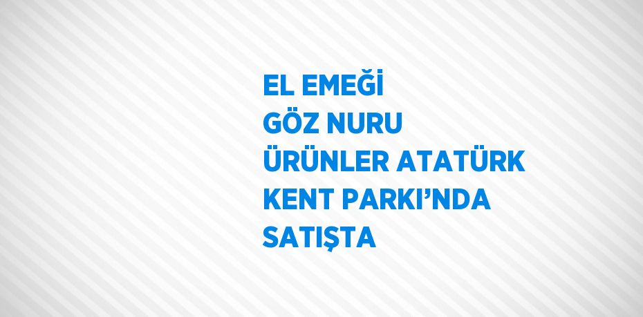 EL EMEĞİ GÖZ NURU ÜRÜNLER ATATÜRK KENT PARKI’NDA SATIŞTA