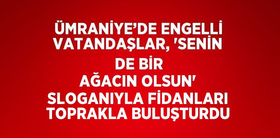 ÜMRANİYE’DE ENGELLİ VATANDAŞLAR, 'SENİN DE BİR AĞACIN OLSUN' SLOGANIYLA FİDANLARI TOPRAKLA BULUŞTURDU