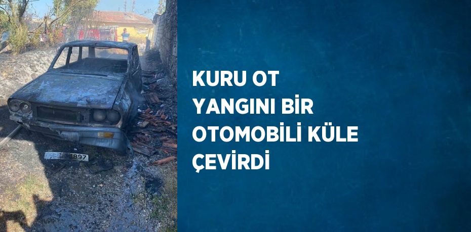 KURU OT YANGINI BİR OTOMOBİLİ KÜLE ÇEVİRDİ