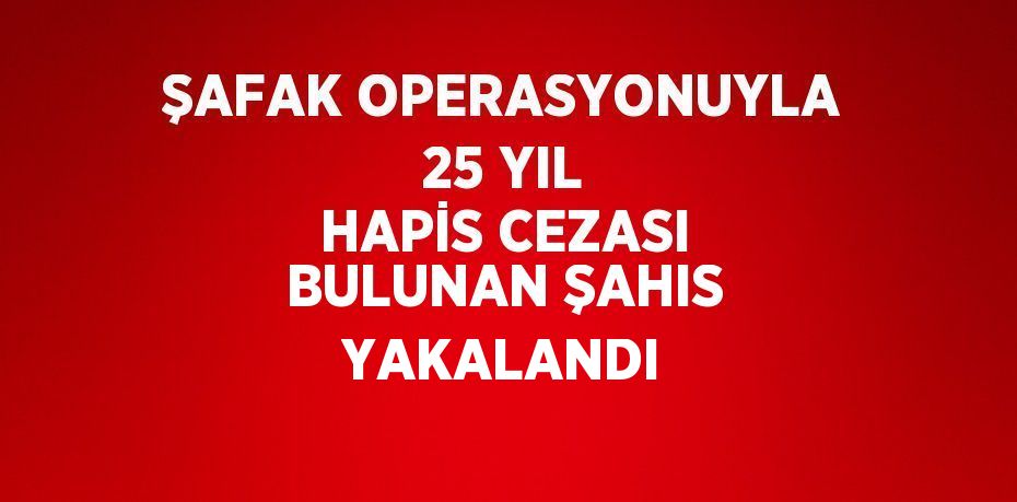 ŞAFAK OPERASYONUYLA 25 YIL HAPİS CEZASI BULUNAN ŞAHIS YAKALANDI