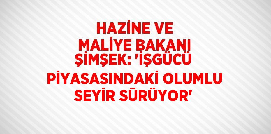 HAZİNE VE MALİYE BAKANI ŞİMŞEK: 'İŞGÜCÜ PİYASASINDAKİ OLUMLU SEYİR SÜRÜYOR'