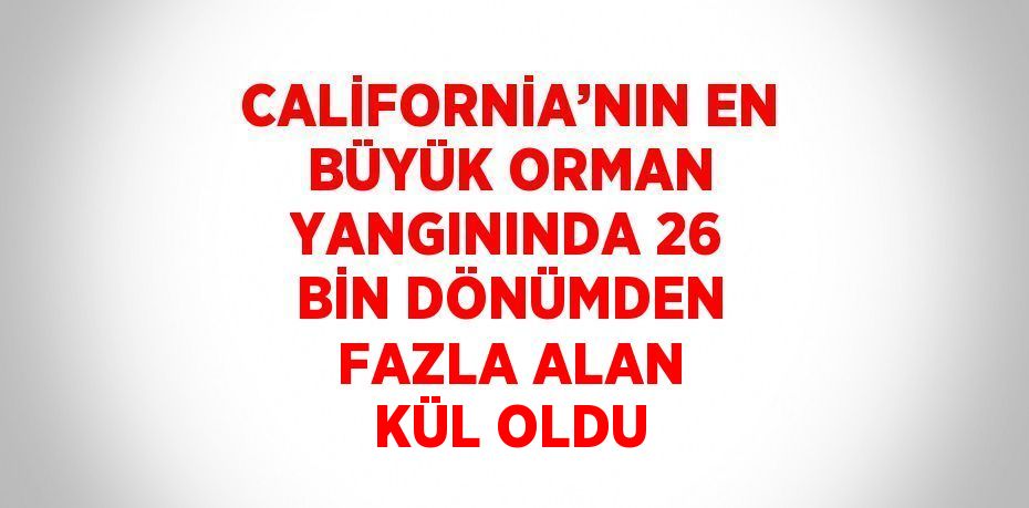 CALİFORNİA’NIN EN BÜYÜK ORMAN YANGININDA 26 BİN DÖNÜMDEN FAZLA ALAN KÜL OLDU