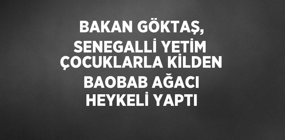 BAKAN GÖKTAŞ, SENEGALLİ YETİM ÇOCUKLARLA KİLDEN BAOBAB AĞACI HEYKELİ YAPTI