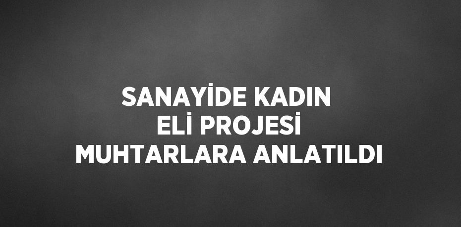 SANAYİDE KADIN ELİ PROJESİ MUHTARLARA ANLATILDI