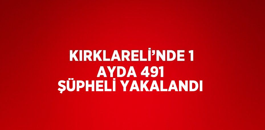 KIRKLARELİ’NDE 1 AYDA 491 ŞÜPHELİ YAKALANDI