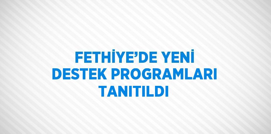 FETHİYE’DE YENİ DESTEK PROGRAMLARI TANITILDI