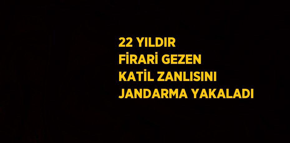 22 YILDIR FİRARİ GEZEN KATİL ZANLISINI JANDARMA YAKALADI