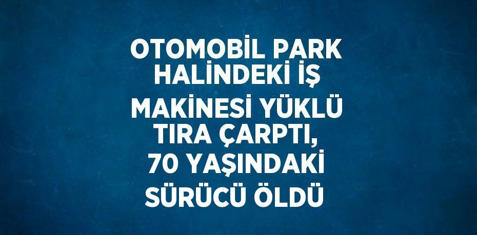 OTOMOBİL PARK HALİNDEKİ İŞ MAKİNESİ YÜKLÜ TIRA ÇARPTI, 70 YAŞINDAKİ SÜRÜCÜ ÖLDÜ