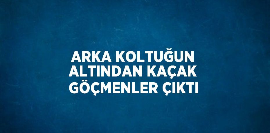 ARKA KOLTUĞUN ALTINDAN KAÇAK GÖÇMENLER ÇIKTI