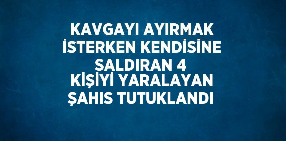 KAVGAYI AYIRMAK İSTERKEN KENDİSİNE SALDIRAN 4 KİŞİYİ YARALAYAN ŞAHIS TUTUKLANDI