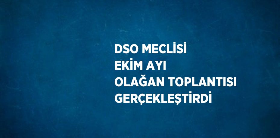 DSO MECLİSİ EKİM AYI OLAĞAN TOPLANTISI GERÇEKLEŞTİRDİ